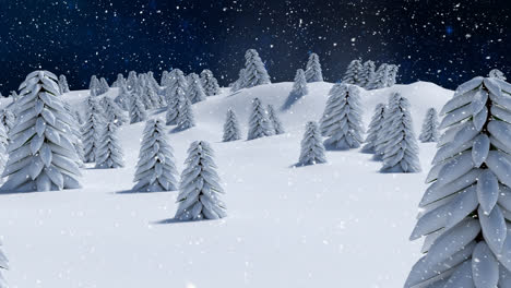 Animation-of-winter-scenery-with-fir-trees