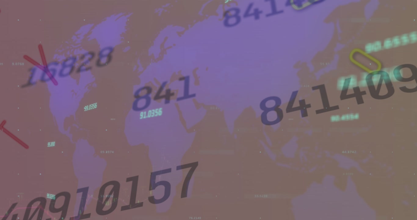 Animazione dell'elaborazione dati su una mappa del mondo