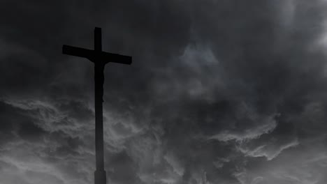 jesús y la cruz en silueta en la colina