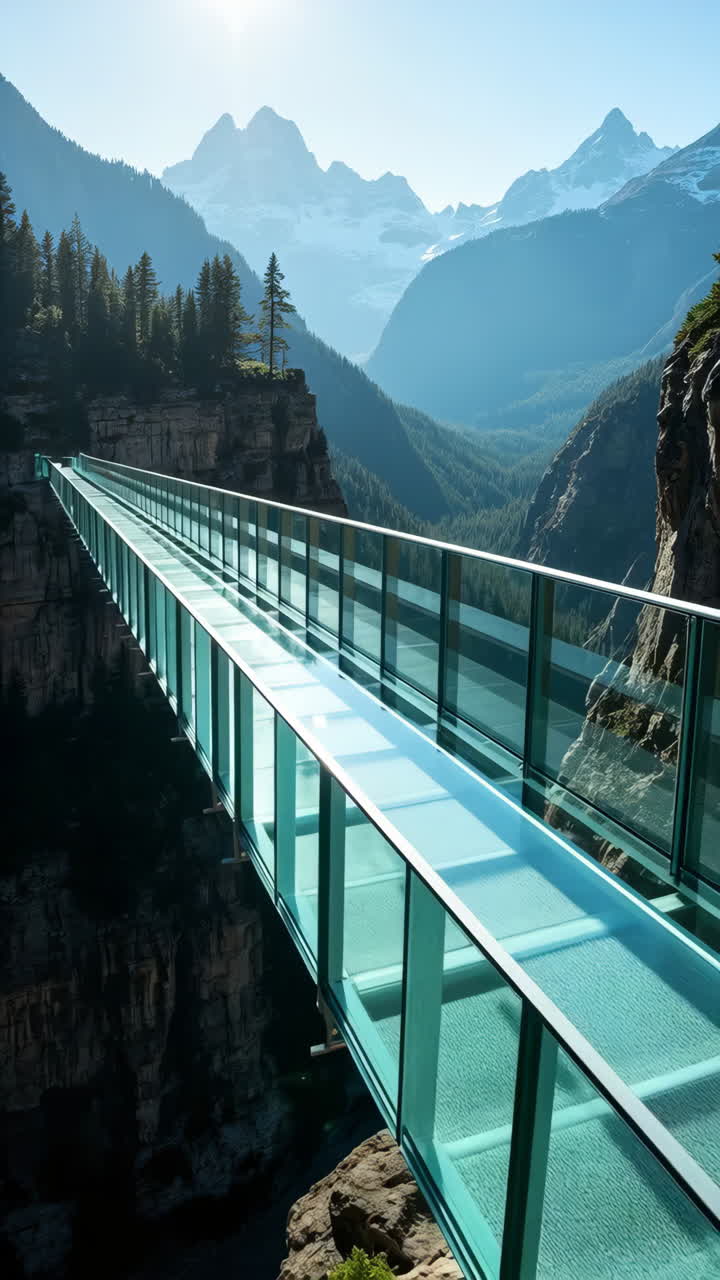 Stunning Glass Skywalk Bridge Over a Mountain Valley