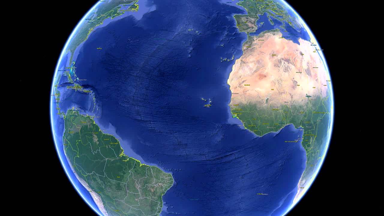 세네갈 발과 함께 우주에서 3d 지구 - 세네갈 외부에서 확대