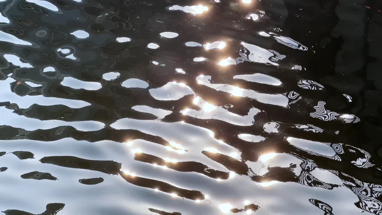 Shimmering water surface reflecting sunlight in Tokyo, Japan, calm and serene