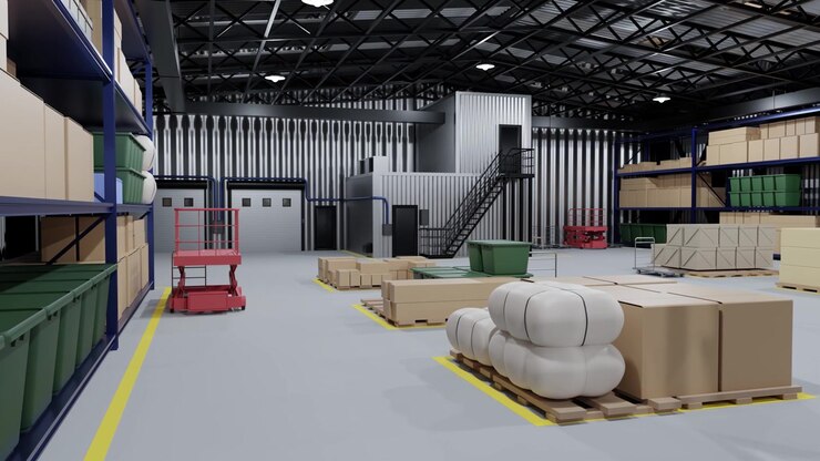 Interior View of a Modern Industrial Warehouse Facility