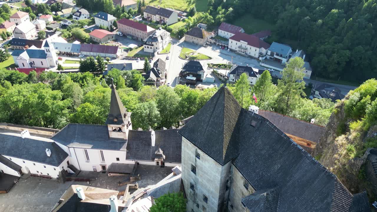 Medieval Orawski castle Oravský hrad aerie medieval fortress during a beautiful summer day