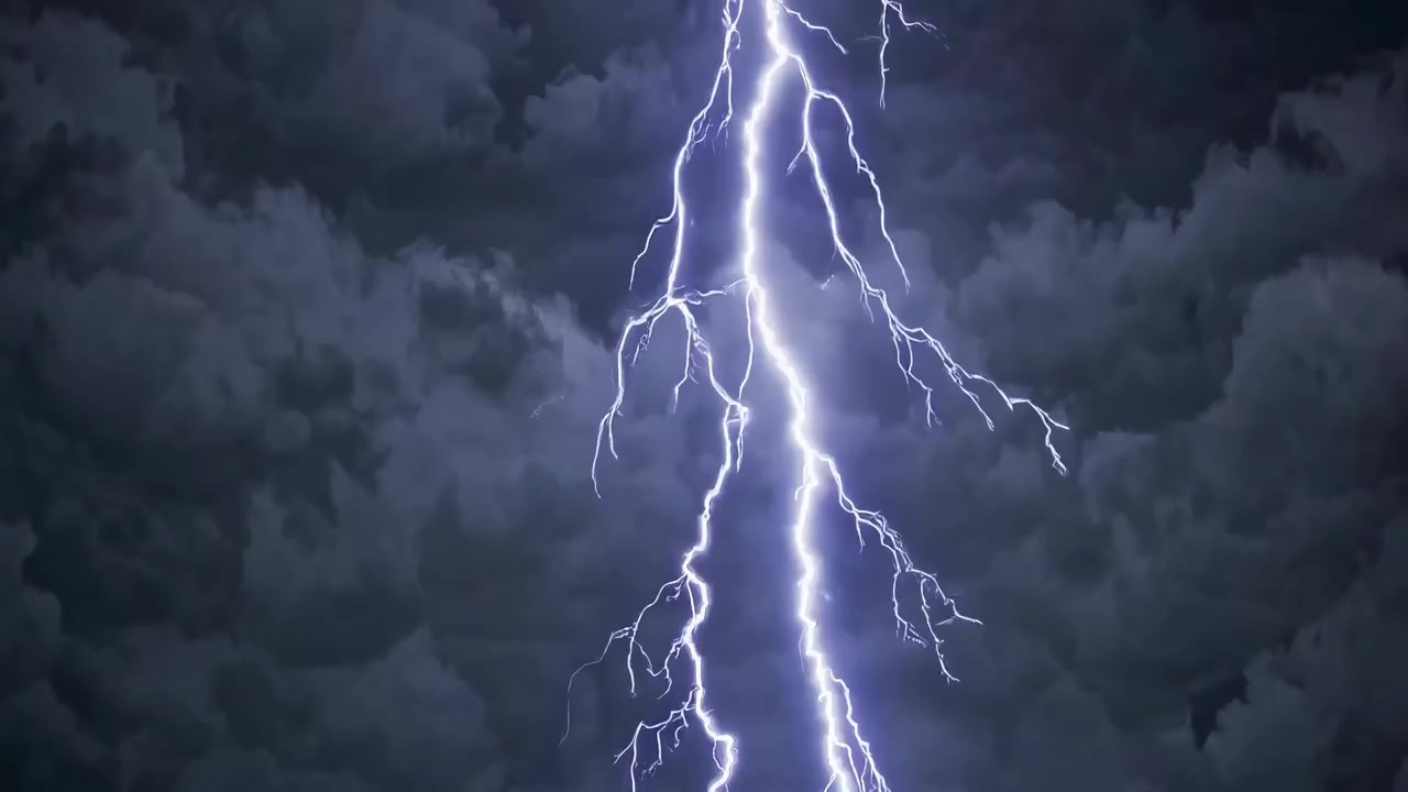 Powerful Lightning Strikes During a Severe Thunderstorm