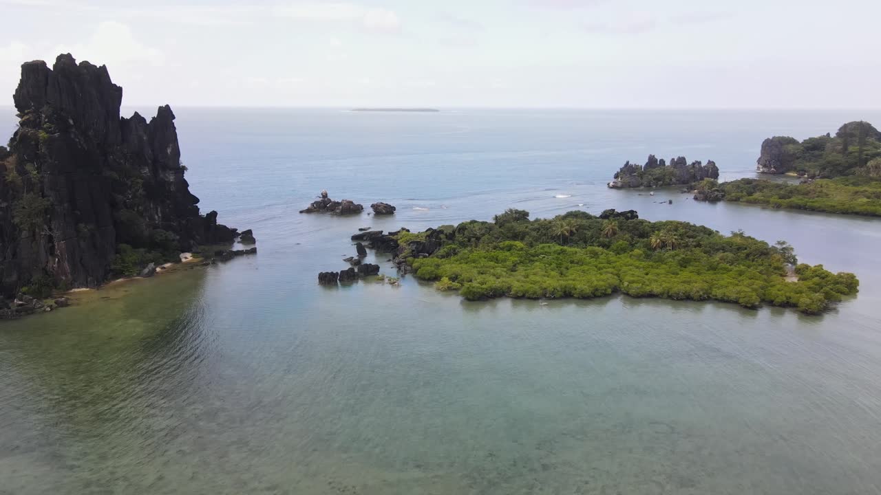 Drone aerial on La Poule island in New Caledonia panning