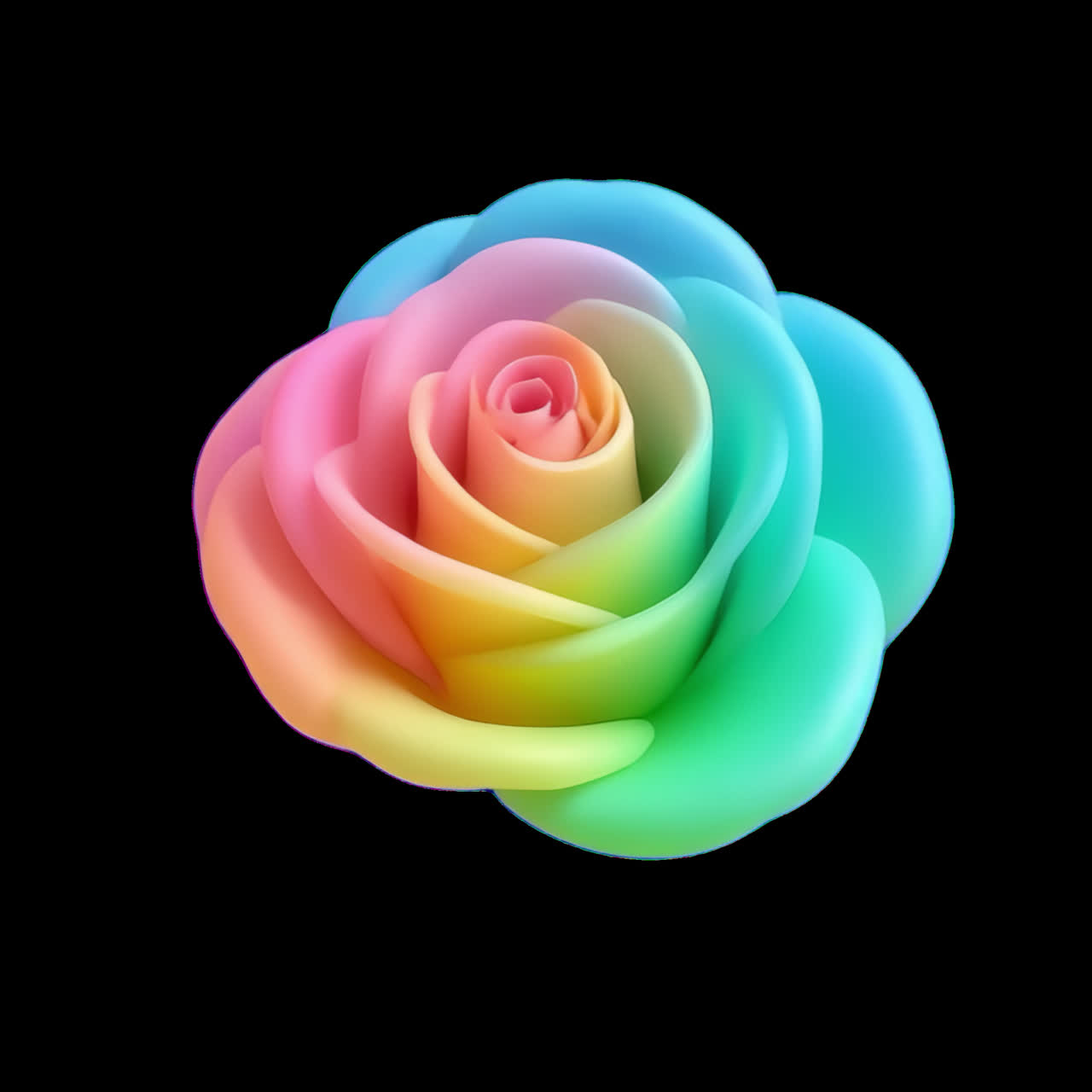Farverig rose animation isoleret aktiv, transparent 4K-video, alfakanal, ProRes 4444