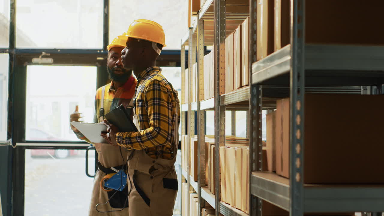 Warehouse Workers Scanning Packages for Inventory Management