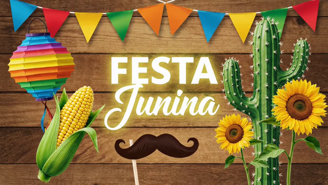 Festa Junina che celebra il raccolto brasiliano con elementi festivi
