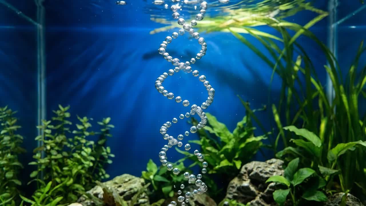 DNA-bobletråd under vann i akvarium