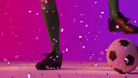 Animation-of-male-soccer-player-over-confetti