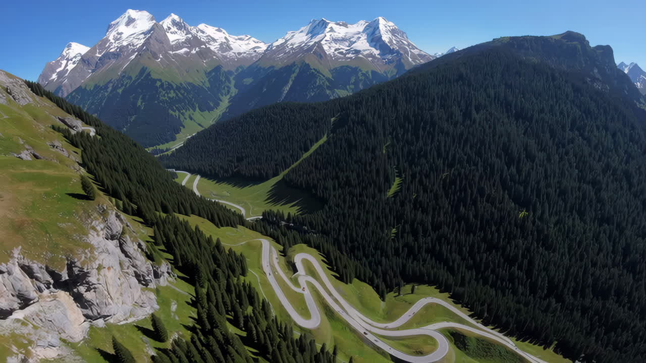 Serpentine Mountain Road in Swiss Alps