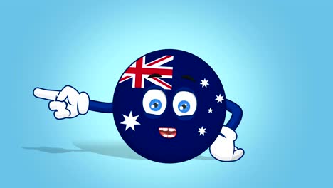 cartoon icon flag australia left pointer speak with face animation with alpha matte