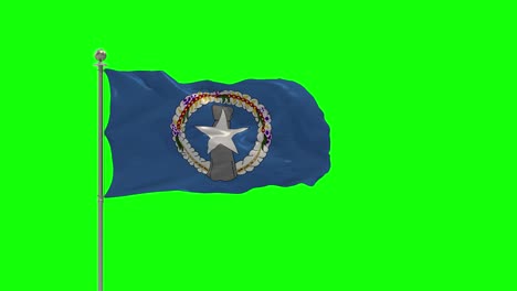 northern mariana islands 3d illustration of the waving flag on a pole with chrom