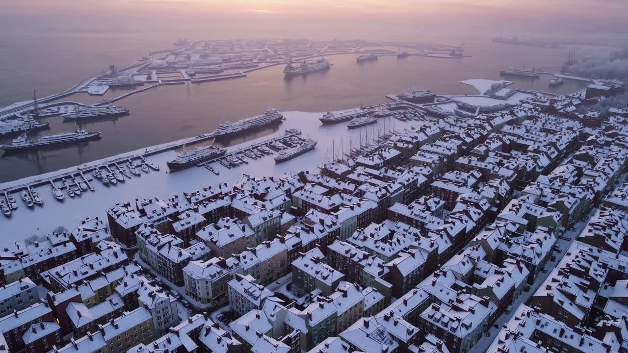 겨울 도시 풍경 공중 사진