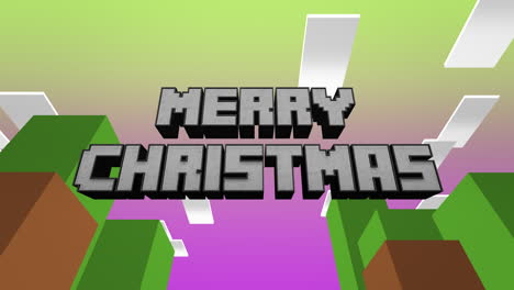 retro merry christmas text on game pattern