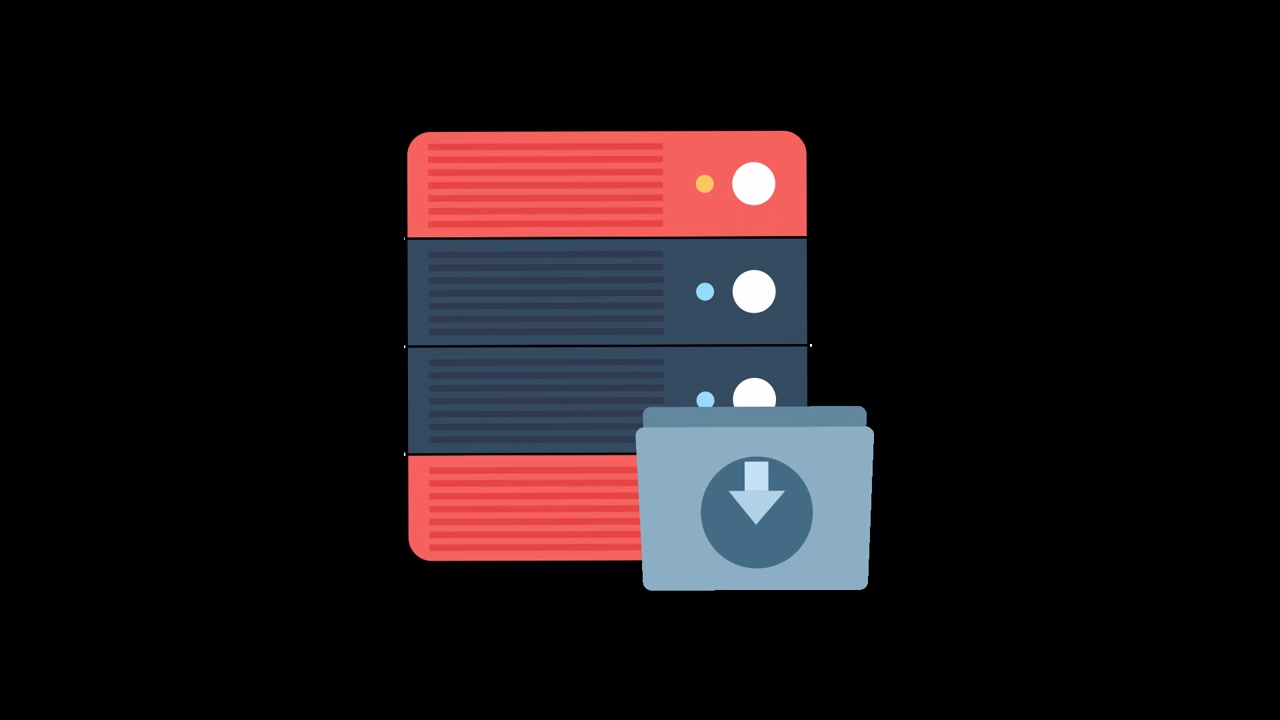 Animated Server with Data Download Icon