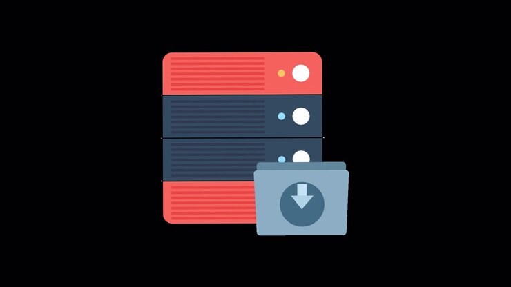 Animated Server with Data Download Icon