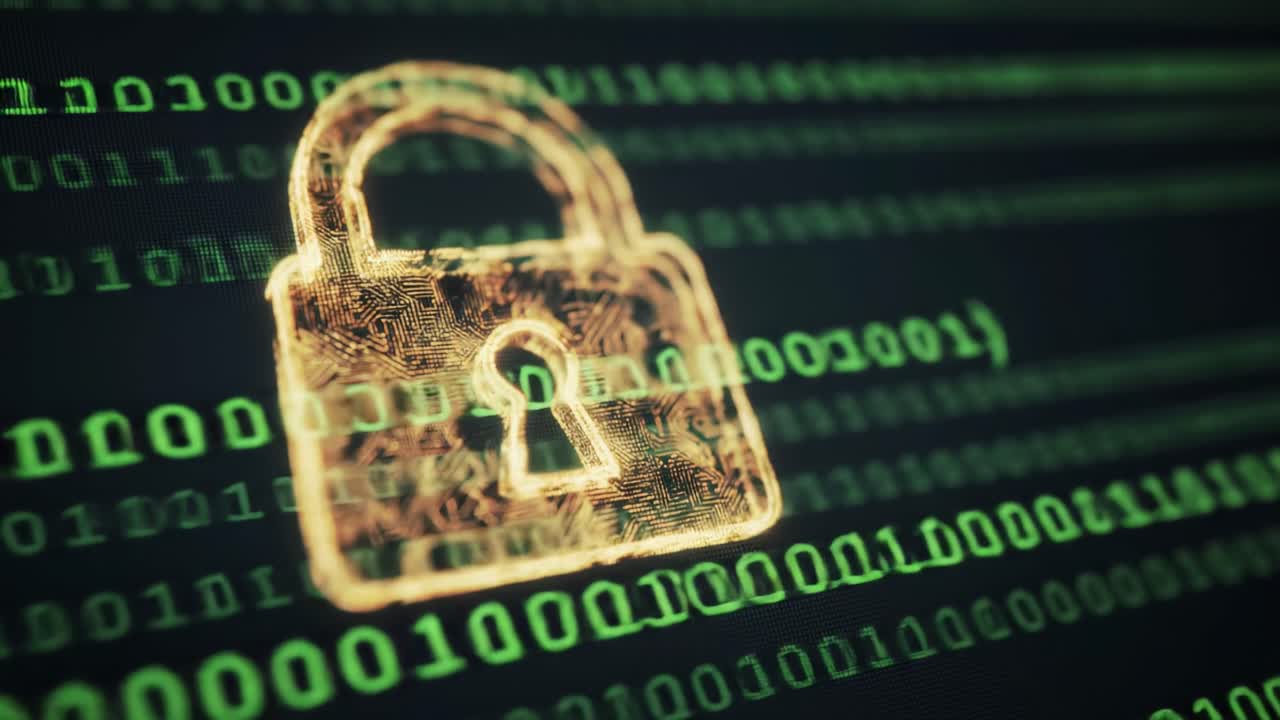Digital Lock on Binary Code Background