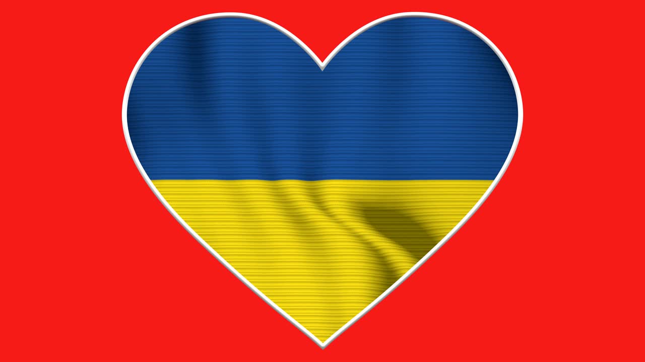 Ukraine Hjerteflag Loop - Realistisk 4K flag, der blafrer i vinden