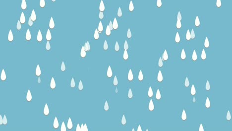 Regentropfen-Cartoon-Animation-Auf-Blauem-Hintergrund,-Wassertropfen-Animation-4k