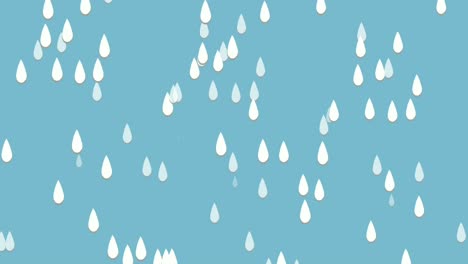 rain drop cartoon animation on blue background, water drop animation 4k