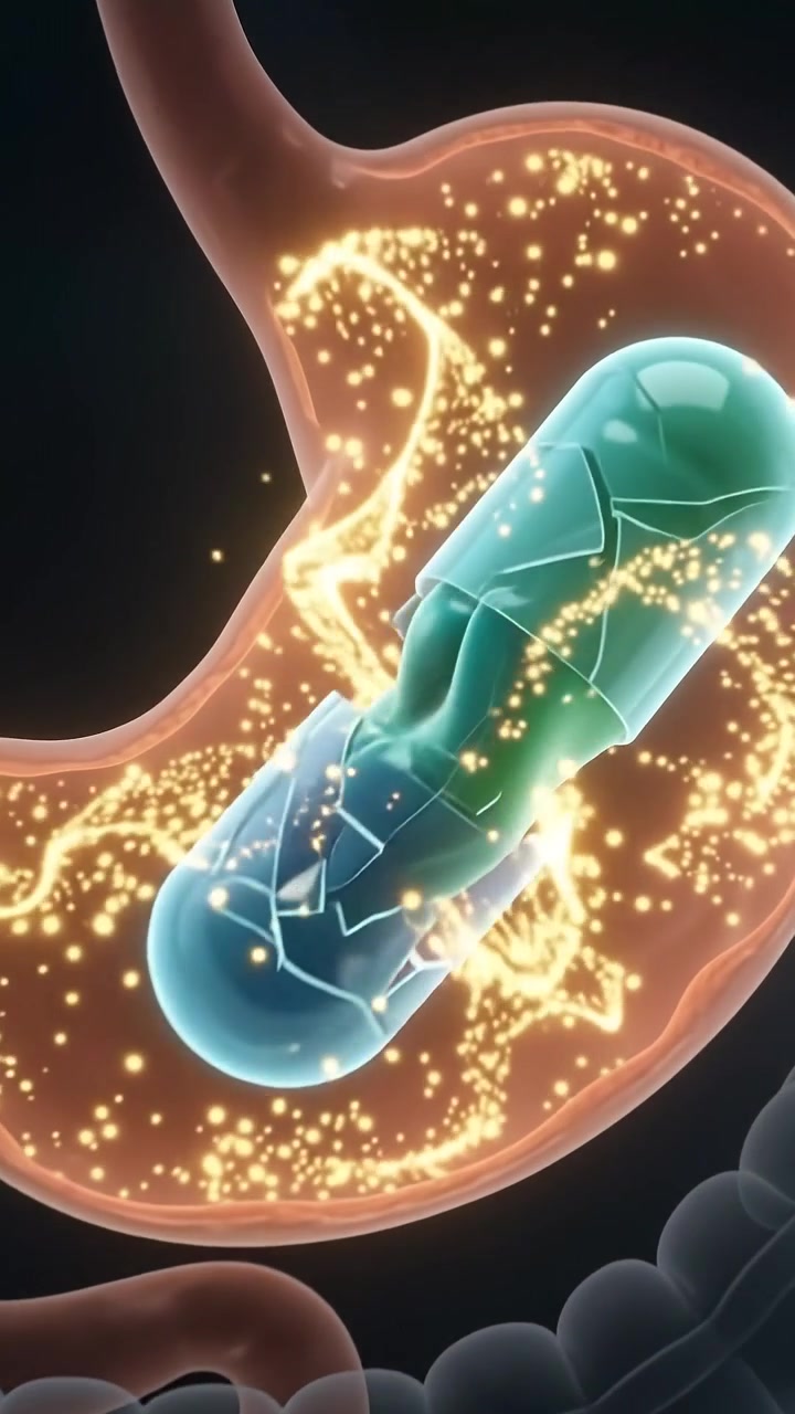Medical Animation of Pill Dissolving and Absorbing in Human Stomach