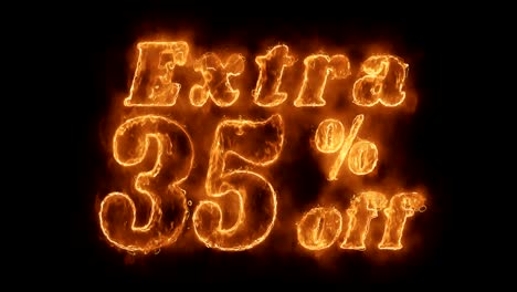 extra 35% percent off  word hot animated burning realistic fire flame loop.