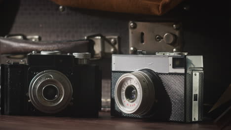 vintage cameras and suitcase