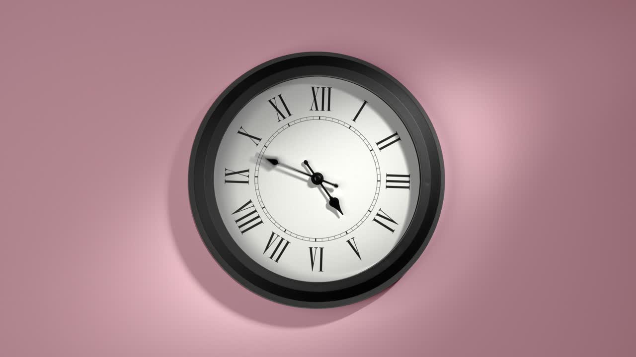 reloj latino en rosa rosa pared en el lapso de tiempo