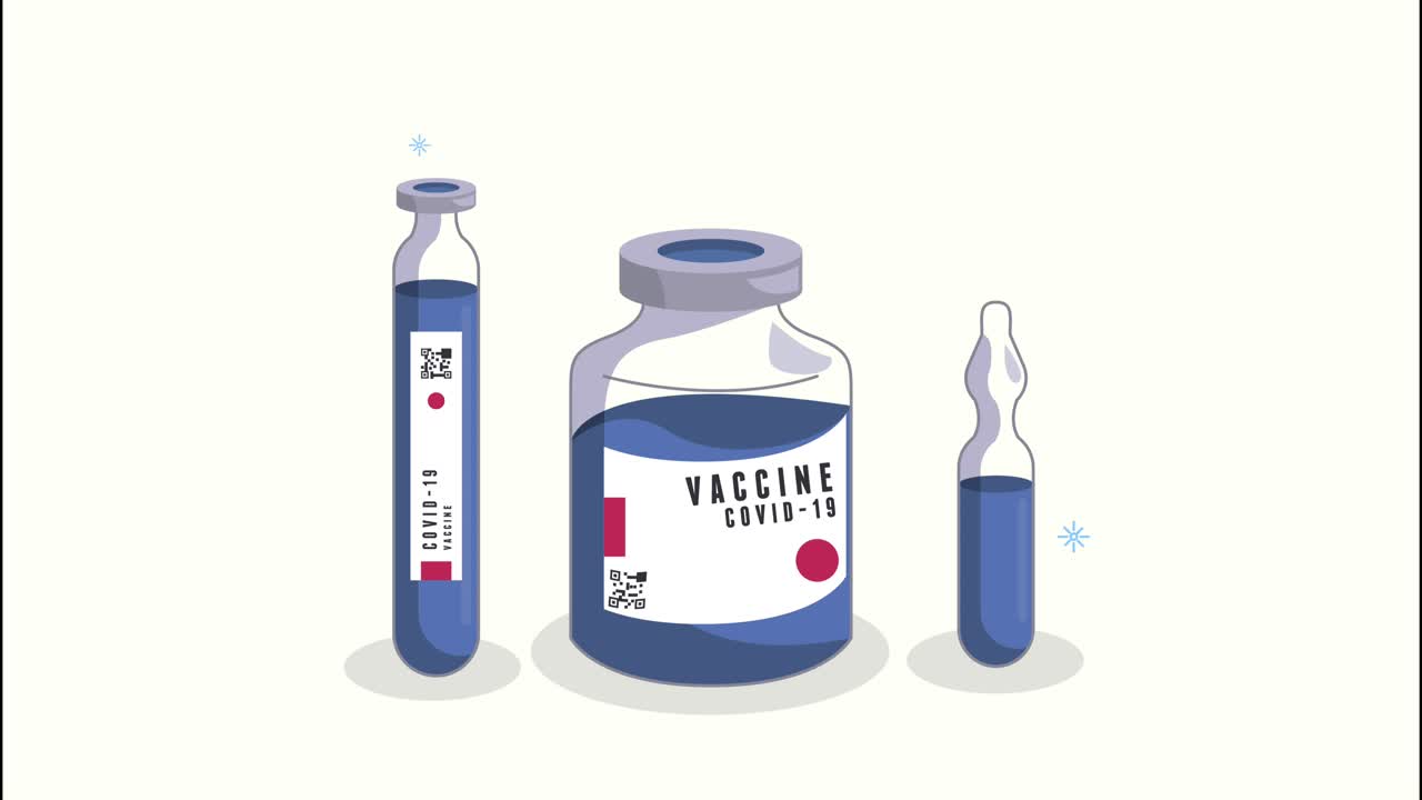 covid19 vaccine campaign animation with vials