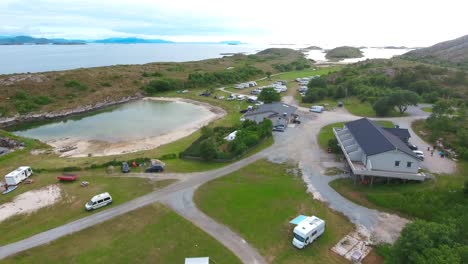 bronnoysund beautiful nature norway aerial view of the campsite to relax.