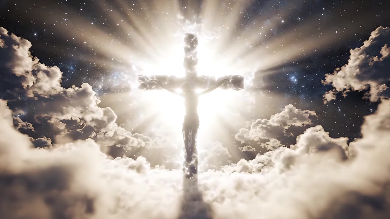 Sfondo per Adorazione 4K: Croce Cristiana e Luce Celeste