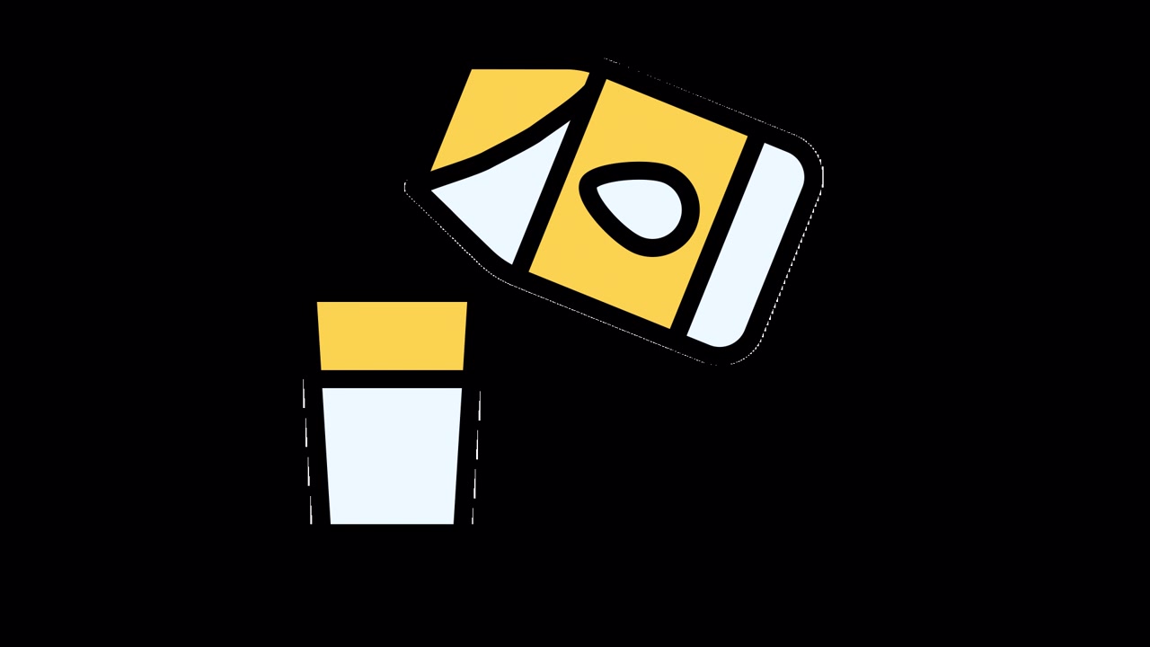 Animated Milk Bottle Pouring Liquid into a Glass
