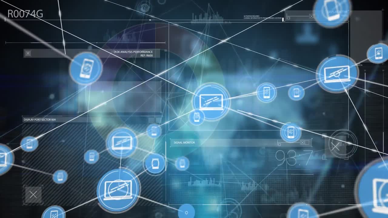 Animation of network of connections over data processing
