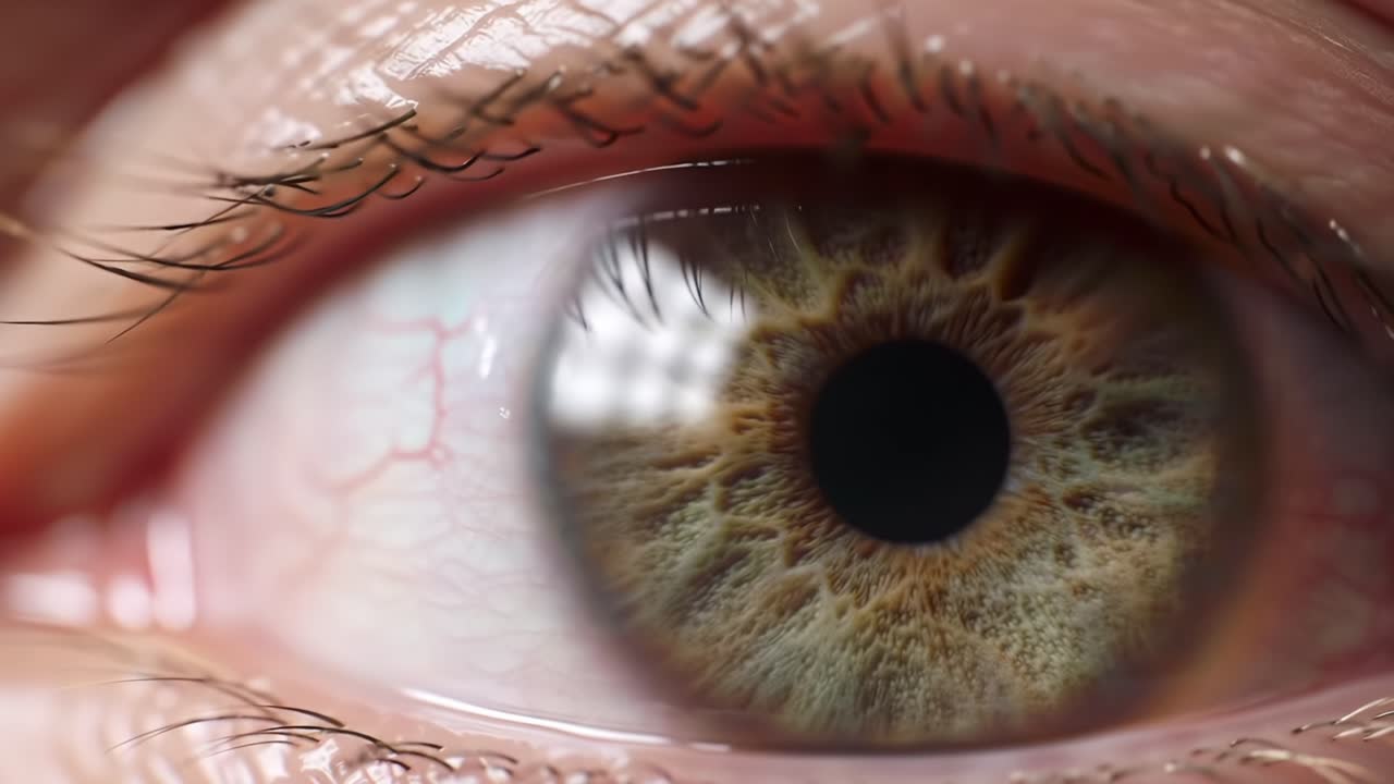 A Close-Up Examination of an Eye, Highlighting the Intricate Details of the Iris, Pupil, and Eyelashes in a Micro-Photography Perspective