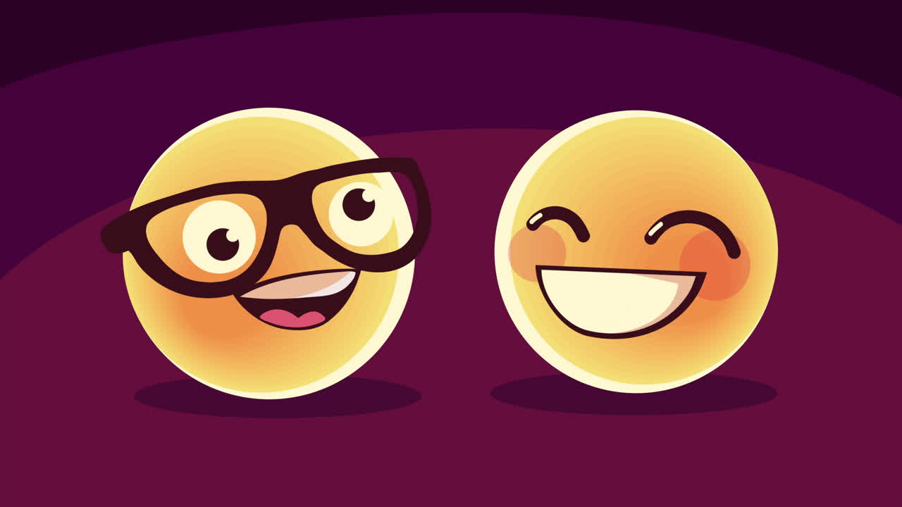 Due emoji sorridenti con occhiali e lacrime di gioia