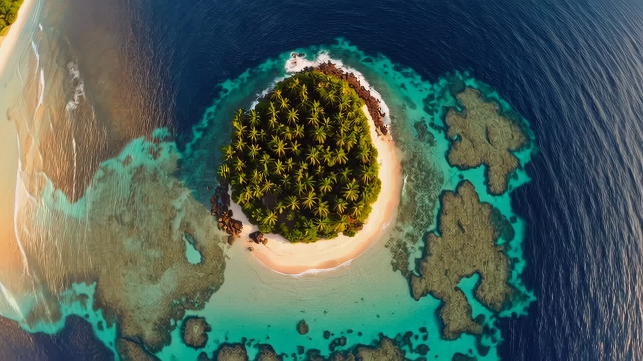 una vista aérea de una isla paradisíaca tropical