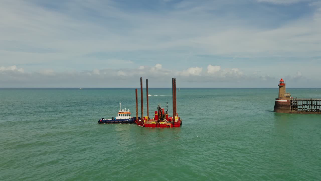 항구에서 해상 건설 작업