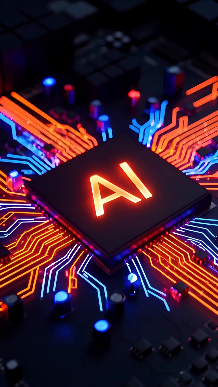 Futuristic AI Chip Motherboard Technology Background 4K