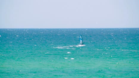 windsurfing on a beautiful day at the beach