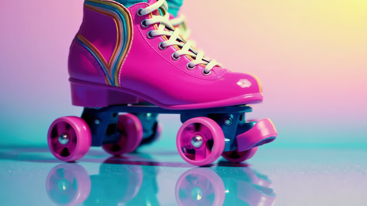 Pink Rainbow Roller Skates