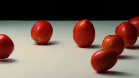 bouncing fresh cherry tomatoes ripe from the vine and ready to eat