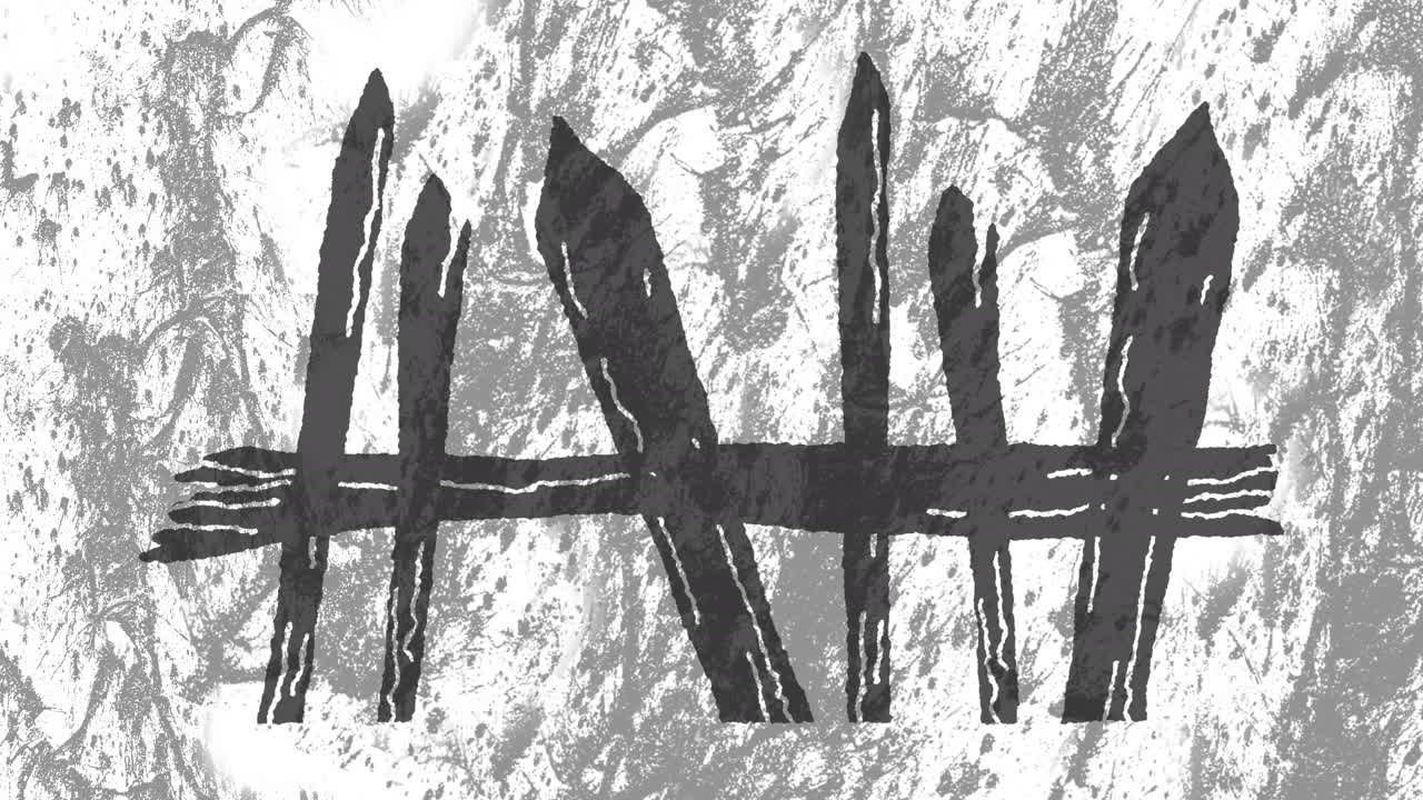 움직이는  ⁇ 색과 회색 배경 위에 할로윈 묘지 울타리의 애니메이션