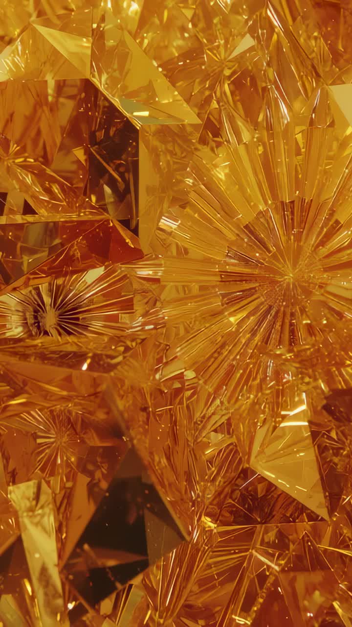 Vertical video: Glinting gold faceted panel casting starburst glints closeup by small camera shift