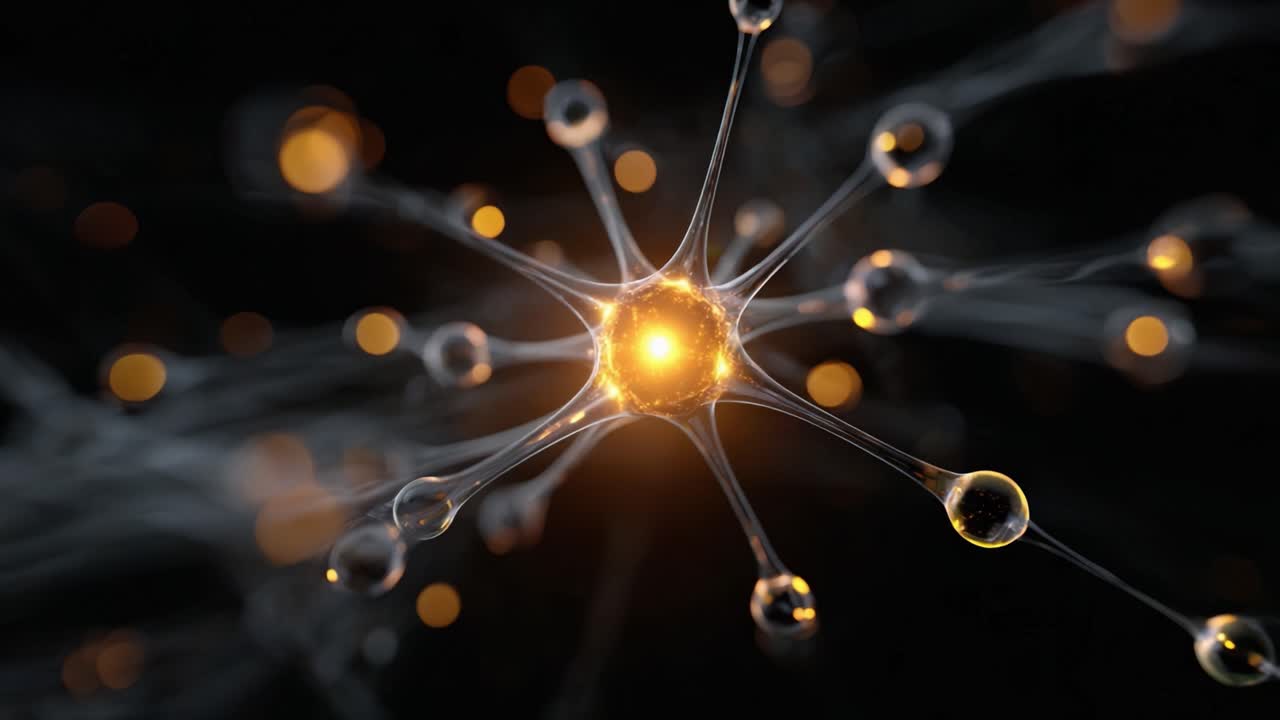 Stunning Visualization of a Complex Neuron with Glowing Synapses and Exciting Interconnectivity Capturing the Essence of Nervous System Functionality