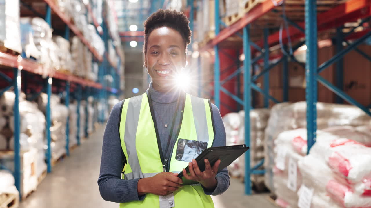 mujer sonriente en el almacén