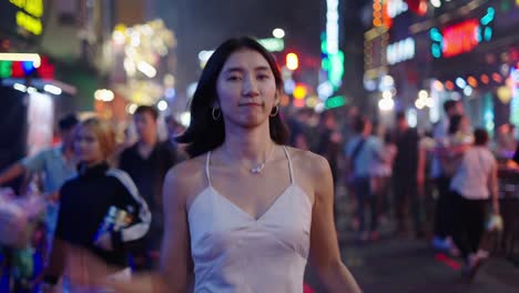 woman enjoying a night out in a city