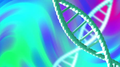 animation of dna strands on colourful background