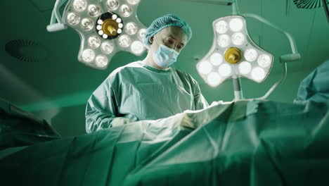 surgeon performing an operation in an operating room